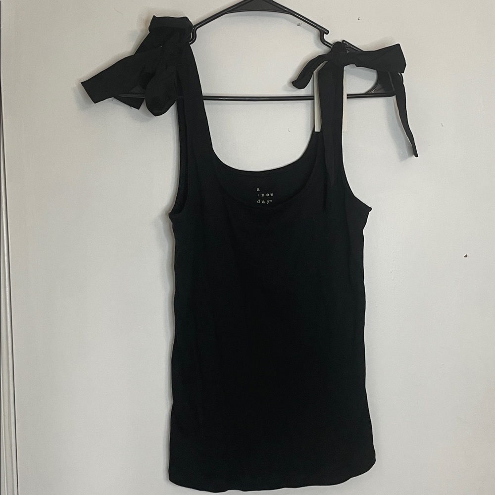 a new day Black Tank Top with Bow Straps